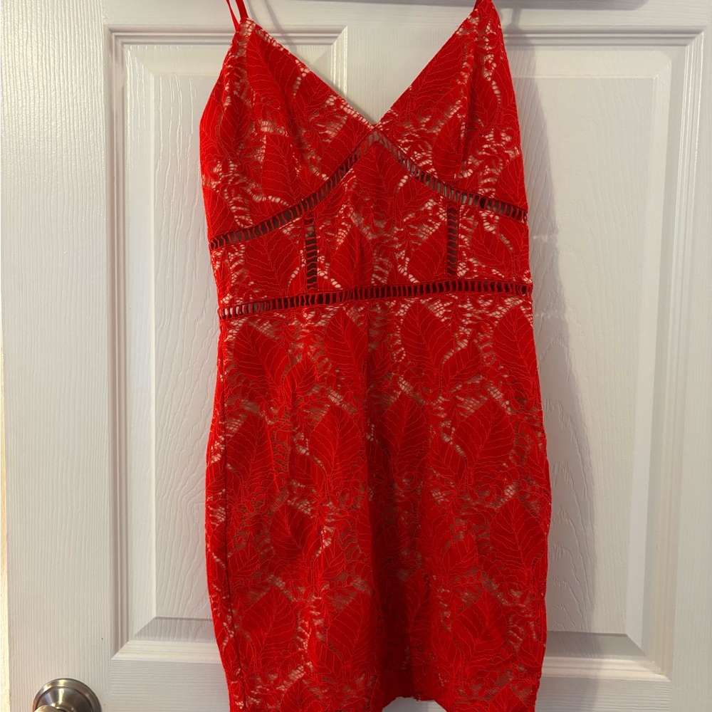 Superdown Red Lace Mini Dress